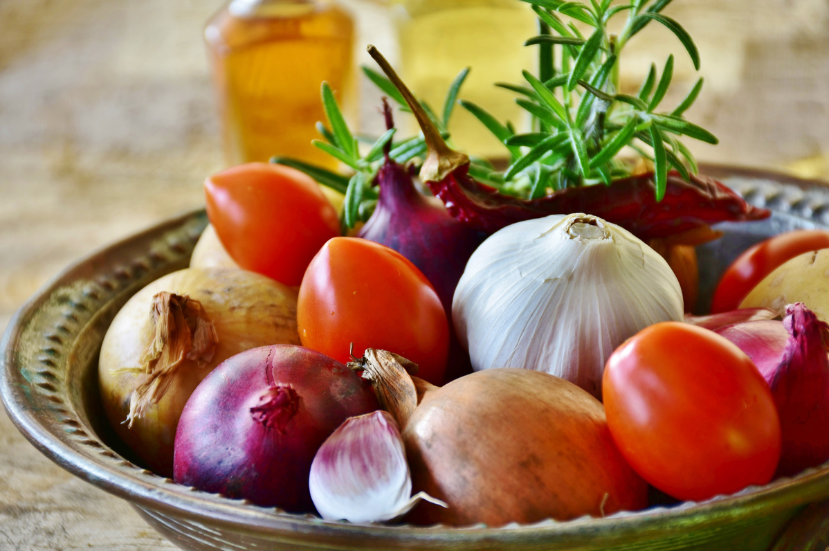 Onion, Tomato and Garlic Cooking Ingredients